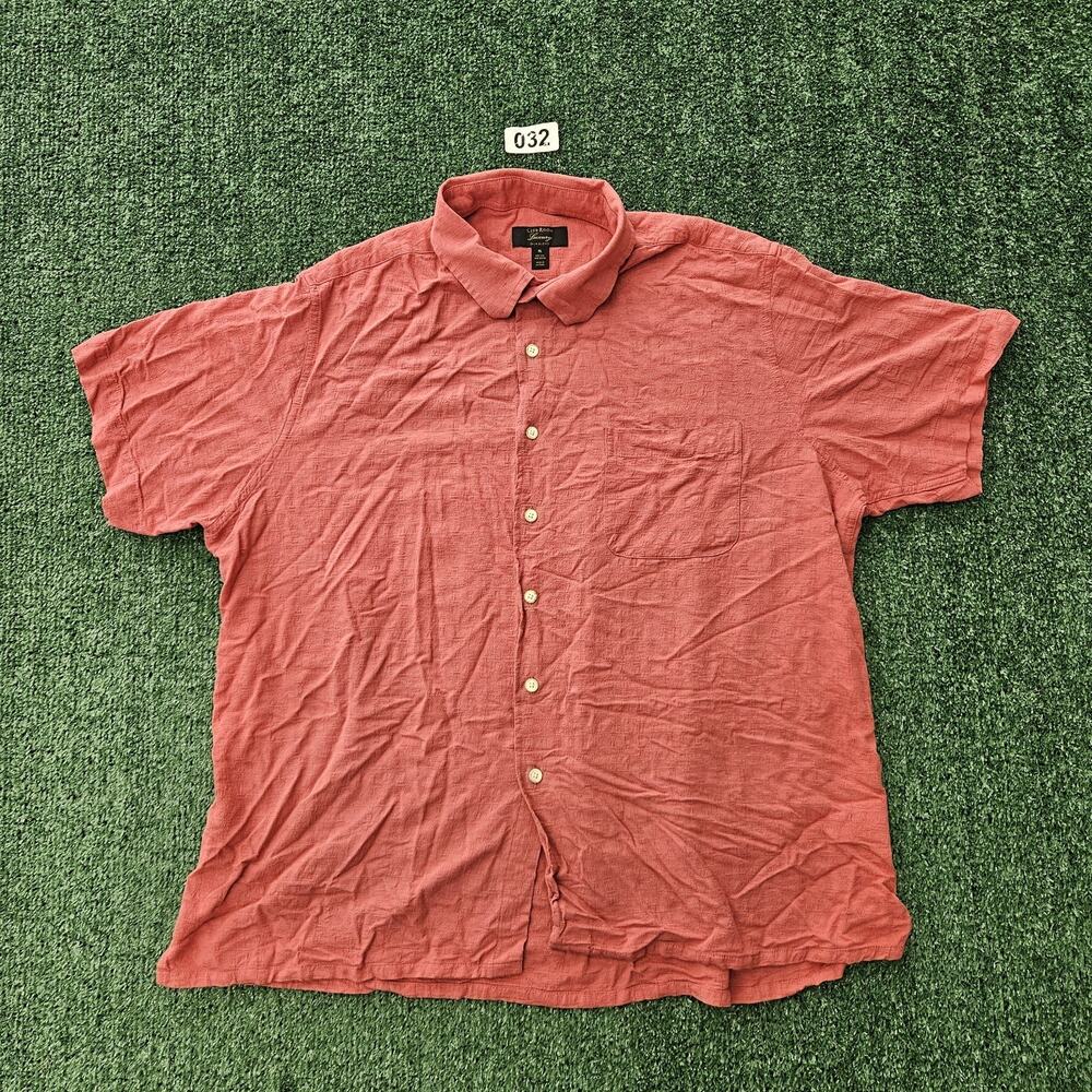 Club Room Luxury Silk Blend Textured Button Down Shirt Men's Size XL Color Rouge